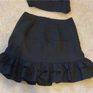 Chic Black Ruffled Skirt Set
